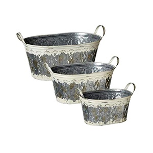 กระถางต้นไม้รูปไข่ชุบสังกะสีทำจากโลหะธรรมชาติพร้อมพาร์ทิชันสำหรับสวนในโรงแรมบ้านไร่ - Product Image 2