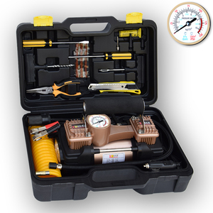 Compresseur d'air pour pneus de voiture avec LED, boîte en plastique, Double cylindre, pompe à Air, outil de réparation, noir - Product Image 2