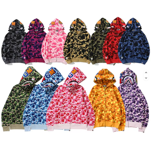 Sweat à capuche Bapees pour homme 2026, motif requin, logo personnalisé, fermeture éclair intégrale, camouflage, coton, haute qualité - Product Image 1