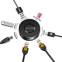 HUB USB C multifonctionnel Forida 7 en 1, type c vers double hdmi RJ45 avec conception de câble rétractable pour appareils usb-c