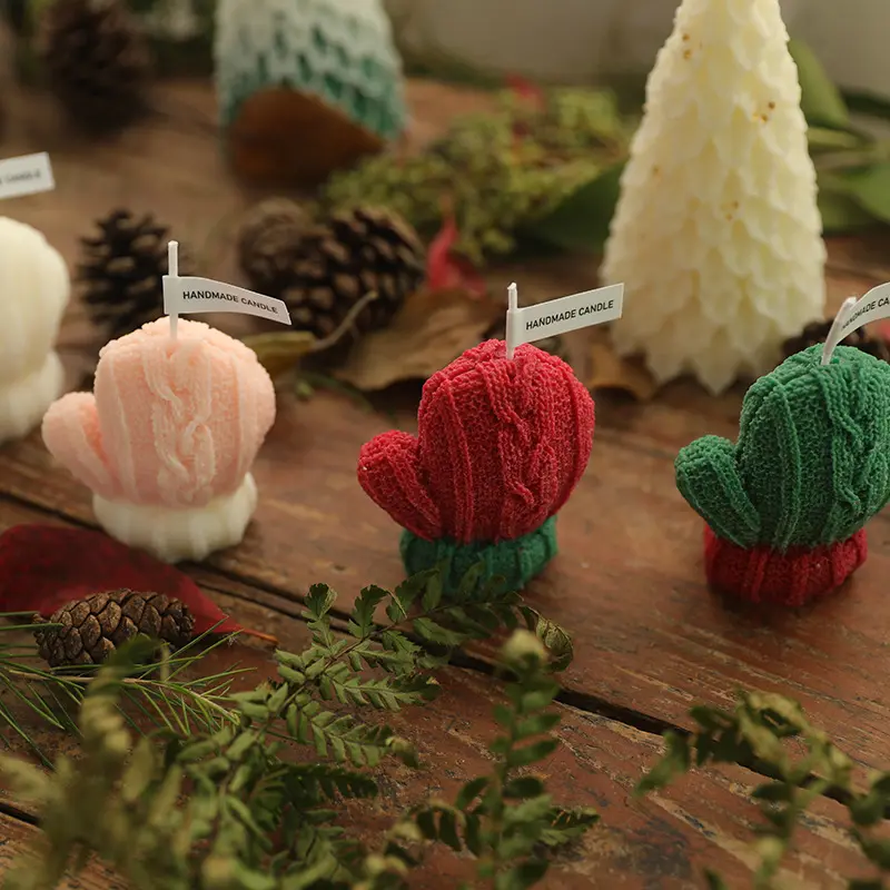 Gants en laine de noël forme bougies parfumées cadeaux de vacances bricolage ornements créatifs bougie d'aromathérapie