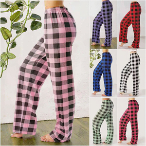 กางเกงลำลองผ้ายืดลายสก็อตสำหรับผู้หญิงชุดนอนเอวยางยืดระบายอากาศได้ดีดีไซน์ออกแบบโลโก้ได้ตามต้องการ - Product Image 3
