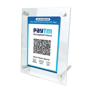 4 x 6 Inch Clear Venmo Instagram Facebook PayPal Menu QR Code Acrylic Sign Holders with Metal Stand