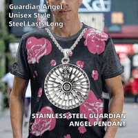 Collier Pendentif Boussole Fleur en Acier Inoxydable Gaovo Vintage Hiphop Punk, Bijou Rond Gravé Rétro pour Hommes, Usage Quotidien