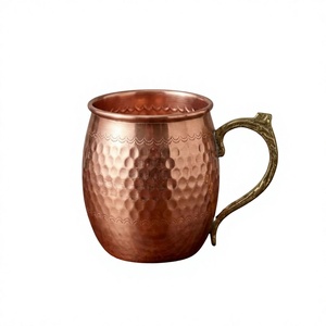 Hammered Design 100% Copper Moscow Mule <b>Mug</b> With Handle Reusable Food Grade Copper Beer Tankard Eco Friendly Vodka <b>Mug</b> For Gift - Product Image 1