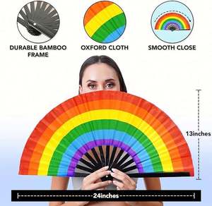 Grands éventails pliables portables personnalisables en bambou pour mariages, festivals, spectacles et plage – Article promotionnel - Product Image 6