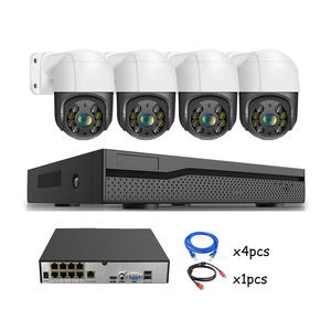 Caméra IP PTZ POE 8MP 4K, <span class=keywords><strong>kit</strong></span> NVR CCTV 4 canaux avec 4 caméras PTZ et vision nocturne infrarouge - Product Image 1