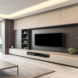 Nhà máy sang trọng hiện đại Thiết kế phòng khách đồ nội thất tường treo TV đứng giao diện điều khiển Bảng điều khiển giá Bảng hiển thị nổi đơn vị tủ - Product Image 1