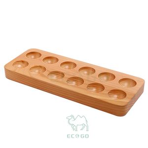 Soporte de madera para huevos, bandeja de almacenamiento de huevos de bambú con capacidad para 12 huevos, organizador de encimera de madera maciza para Cocina - Product Image 2