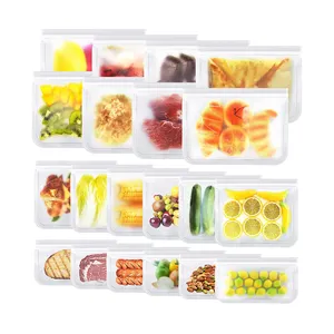 双酚a免费可重复使用的防漏硅胶PEVA加仑袋冷冻食品储存袋肉类水果蔬菜零食