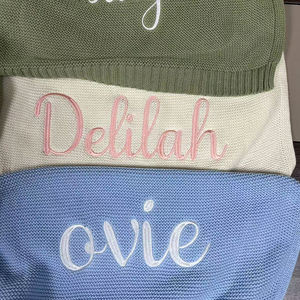 Coperta personalizzata in morbido cotone in maglia personalizzata <span class=keywords><strong>per</strong></span> neonati alla moda Baby Shower <span class=keywords><strong>regalo</strong></span> con nome stampato esclusivo <span class=keywords><strong>regalo</strong></span> di benvenuto <span class=keywords><strong>per</strong></span> neonati - Product Image 6