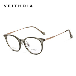 Veithdia Transparent Round Optical Eyeglasses <b>Frame</b> Pure Titanium Unisex Full-<b>Frame</b> Blue Light Protection - Product Image 5