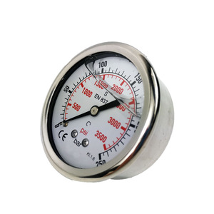 High <strong>Pressure</strong> 250bar Turbo <strong>Pressure</strong> <strong>Gauge</strong> Diameter 63mm Stainless Steel Oil <strong>Filled</strong> <strong>Pressure</strong> <strong>Gauges</strong> Base Copper 1/4'Thread - Product Image 2