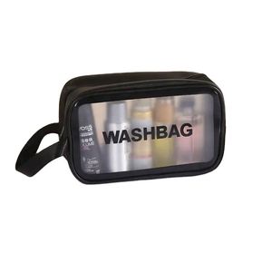 Custom Logo PU Leather PVC Transparent Clear Zipper Beauty Organizer <b>Storage</b> <b>Bath</b> Wash Cosmetic Makeup Bag - Product Image 6