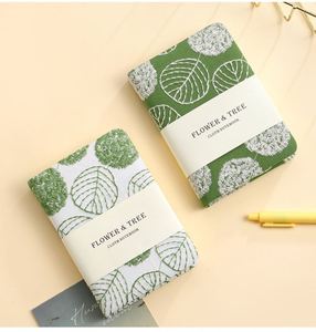 Carnet A6 à couverture rigide en lin brodé de feuilles fraîches, imprimé sur mesure, reliure cousue en tissu, pour étudiants, voyageurs, journal intime, cadeau, en stock - Product Image 1