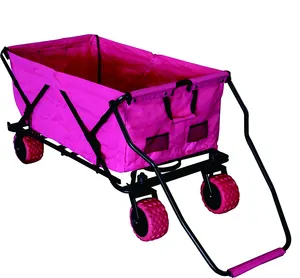 High Quality Large Size Heavy Duty 150kg Green Foldable Cart Wagon For Outdoor Use