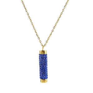 Zogxin Crystal Pendant Necklace 18K Gold Plated Stainless Steel Rhinestone Cylinder Pendant For Women Everyday Wear - Product Image 5