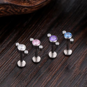 5A + Zircon Opal ASTM F136 Titan xuyên 16G nội bộ Chủ đề môi sụn xuyên Bông tai mũi đinh tán cơ thể xuyên đồ trang sức - Product Image 3