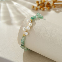 Bracelet en or polyvalent avec perles de culture d'eau douce naturelles irrégulières à trois-sept trous, cristaux et perles de jade, style baroque, vente en gros