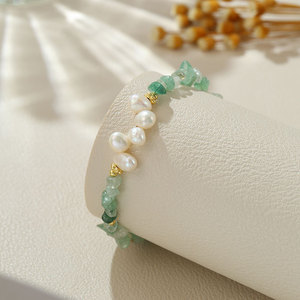 Pulsera de Oro con Perlas Naturales de Agua Dulce Irregulares de Tres-Siete Agujeros, Cristal y <span class=keywords><strong>Jade</strong></span>, Estilo Barroco, Joyería Versátil al por Mayor - Product Image 3