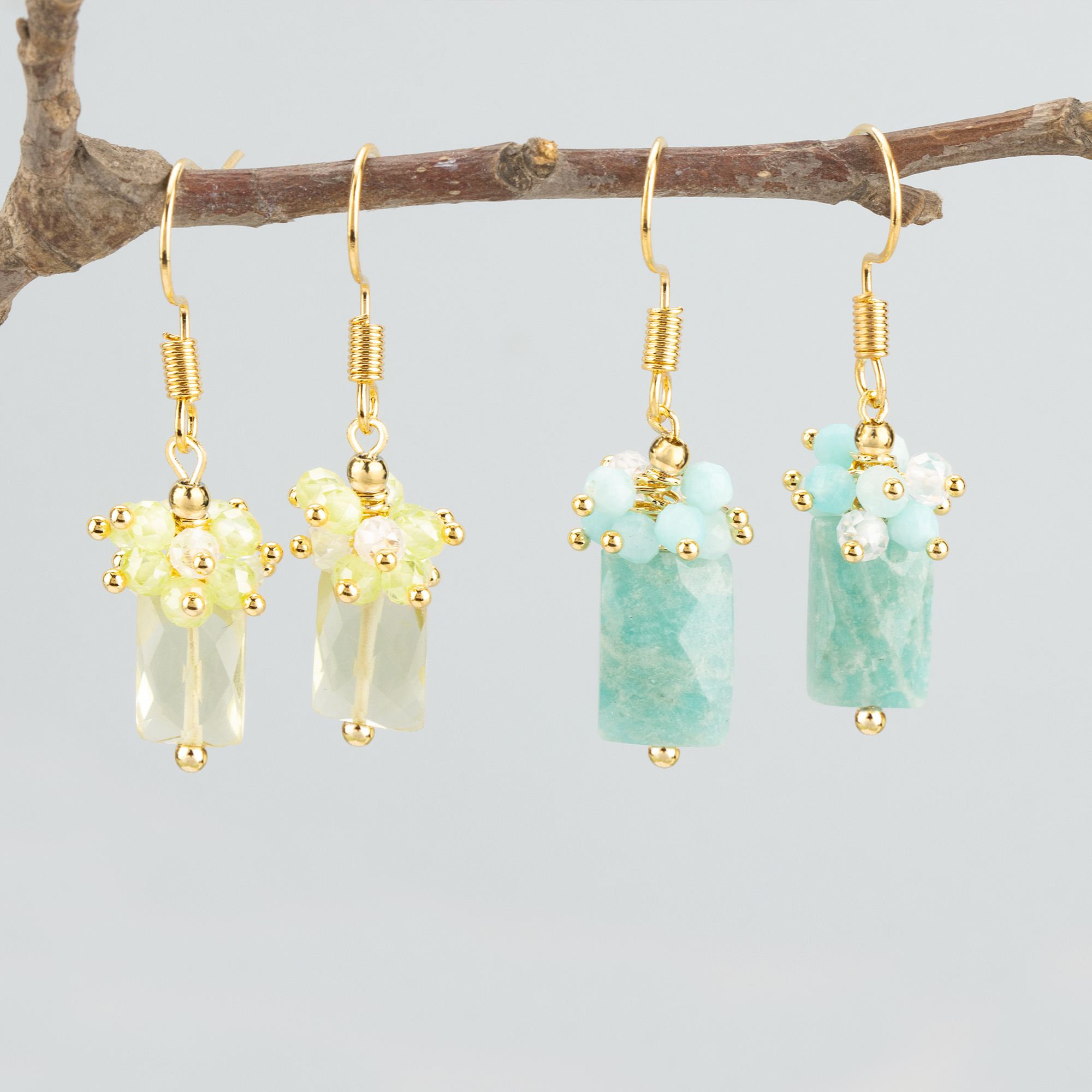 MH73 2pcs/lot Jewelry Accessories 18k Gold Plated Copper Natural Stones Handmade Charms Earrings Making Findings DIY Bag