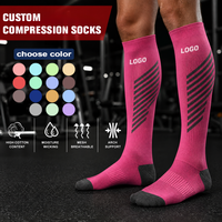 Chaussettes de compression sportives pour hommes, hauteur genou, pour la randonnée et la course à pied, anti-humidité, séchage rapide, design élastique, chaussettes personnalisées