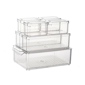 Factory Wholesale Plastic Stackable Refrigerator Organizer Bins with Lids for Fruit Vegetable Storage