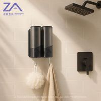ZHUO AO Ensemble de 2 distributeurs muraux de shampoing et après-shampoing en plastique pour salle de bain d'hôtel, sans perçage