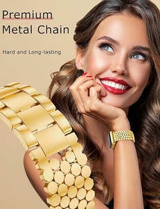 Bracelet de montre en acier inoxydable plaqué or 18 carats pour <span class=keywords><strong>Apple</strong></span> IWatch Series 11 10 9 8 7 6 5 4 3 2 1 Ultra <span class=keywords><strong>SE</strong></span> - Product Image 3