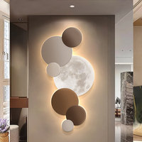 Art mural LED vertical décoratif de luxe moderne pour entrée, avec un look sophistiqué pour les couloirs, peinture ronde de lune