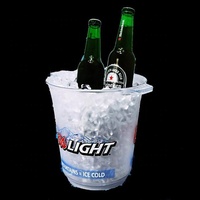 Seau à glace en plastique transparent personnalisé de forme unique pour les boissons