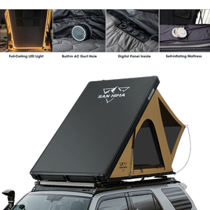 Tente de toit rigide en aluminium SAN HIMA, ultra-fine, légère, avec bâche de protection intégrée, matelas auto-gonflant, charge USB pour SUV et Jeep - Product Image 1