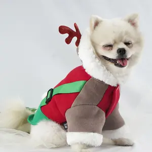 Giáng Sinh Pet Cag Dog Quần Áo Con Chó Tuần Lộc Áo Khoác Dễ Thương Phong Cách Cho Mùa Đông Xmas Ấm Pet Quần Áo