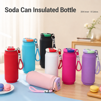 Bouteille d'eau isotherme en acier inoxydable en forme de canette de soda, personnalisable avec logo, double paroi, avec couvercle à paille, 500 ml, vente en gros