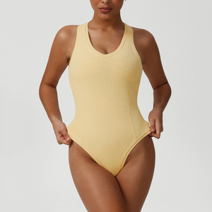 Body Sportivo da Donna ad Asciugatura Rapida, Compressivo ed Elastico con Spalline Incrociate, Design <span class=keywords><strong>a</strong></span> Collo <span class=keywords><strong>a</strong></span> U e Perizoma, <span class=keywords><strong>Tuta</strong></span> da Danza <span class=keywords><strong>a</strong></span> <span class=keywords><strong>Costine</strong></span> - Product Image 2