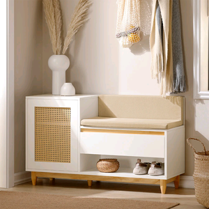 Sinh Thái Đi Lối Nội Thất Hiện Đại Bằng Gỗ Giày Giá Tủ Giày Nhỏ Lưu Trữ Băng Ghế Dự Bị Với Mềm Đệm Ghế - Product Image 3