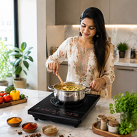 Cuisinière électrique multifonctionnelle infrarouge en céramique 2000W avec contrôle tactile, écran LED, verrouillage enfant et minuterie