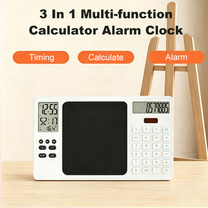 Reloj Despertador 3 en 1 <span class=keywords><strong>con</strong></span> Pizarra para Escribir, para Oficina, Escritorio, Estudiantes, Exámenes, Silencioso, <span class=keywords><strong>Calculadora</strong></span> Multifunción de 12 Dígitos <span class=keywords><strong>con</strong></span> Energía Solar - Product Image 5