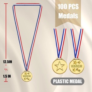 100 Medallas de Plástico Doradas para Niños, Premios con Temática de Estrellas, Medallas de Ganador para Competiciones Deportivas, Concursos de Talento, Concurso de Ortografía - Product Image 2