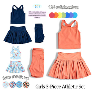 Completo Sportivo Casual 3 Pezzi per Bambine Ruidian, Nuovo Design 2026, Set Atletico per Bambine, Set con Gonna Tinta Unita per Bambine, Set in Nylon OEM per Neonata - Product Image 3