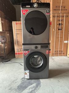 Ensemble <span class=keywords><strong>lave</strong></span>-<span class=keywords><strong>linge</strong></span> <span class=keywords><strong>séchant</strong></span> superposé 12 kg avec moteur BLDC, machine à laver séchante à chargement frontal entièrement automatique, appareil électroménager pour la lessive - Product Image 2