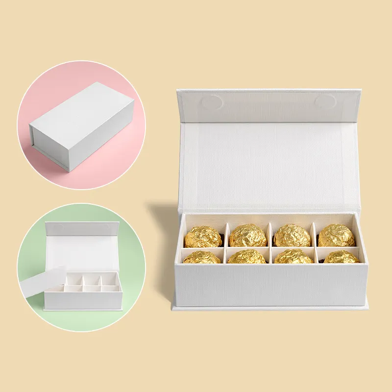 Boîtes d'emballage de bonbons au chocolat blanc de luxe en gros avec séparateur pour 6 8 12 16 24 fentes pour cellules emballage de chocolat