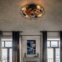 Ventilateur de plafond industriel en fer avec télécommande, design luxueux pour chambre, restaurant et salon, montage en surface
