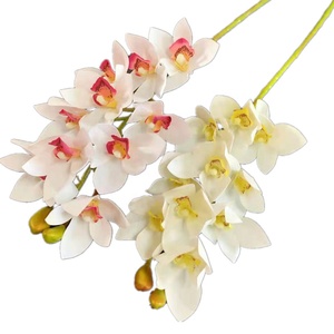 Rama de flor de Orquídea Cymbidium artificial de 10 cabezas, impresión 3D de tacto Real, flores de imitación para Navidad, escuela, Año Nuevo chino - Product Image 6