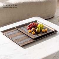 Assiette rectangulaire en porcelaine noire Omaysn, finition métallisée, assiette à chocolat, assiettes à dîner en céramique, usine de céramique de Chaozhou