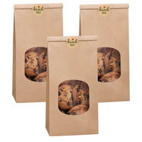 Sac à biscuits en papier kraft avec fenêtre transparente, emballage pour boulangerie, pochette en kraft brun pour bonbons, pain, thé, logo personnalisé