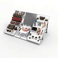 Support de présentation de maquillage moderne haut de gamme et écologique avec miroir |   Présentoir de Comptoir Cosmétique Élégant pour la Vente au Détail et les Événements