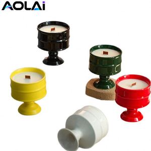 เทียนหอมเซรามิกทรงสูง AOLAi พร้อมที่วางเทียนศิลปะสมัยใหม่สำหรับตกแต่งบ้าน - Product Image 1