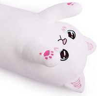Gratis pengiriman boneka katun PP Super lembut boneka hewan kucing putih mainan bantal lempar panjang kucing lucu untuk hadiah anak-anak