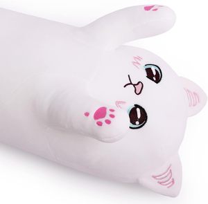 Ücretsiz kargo PP pamuk süper yumuşak doldurulmuş hayvan beyaz kedi peluş yastık oyuncak sevimli yavru uzun atmak yastık bebek çocuklar için hediye - Product Image 4